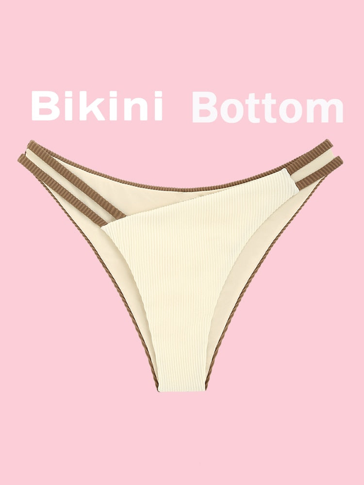 Two Tone Color Block O-ring Honeycomb Textured Bikini Swimwear Mix & Match Swimsuit Separates Beach Top And Bottom The Clothing Company Sydney