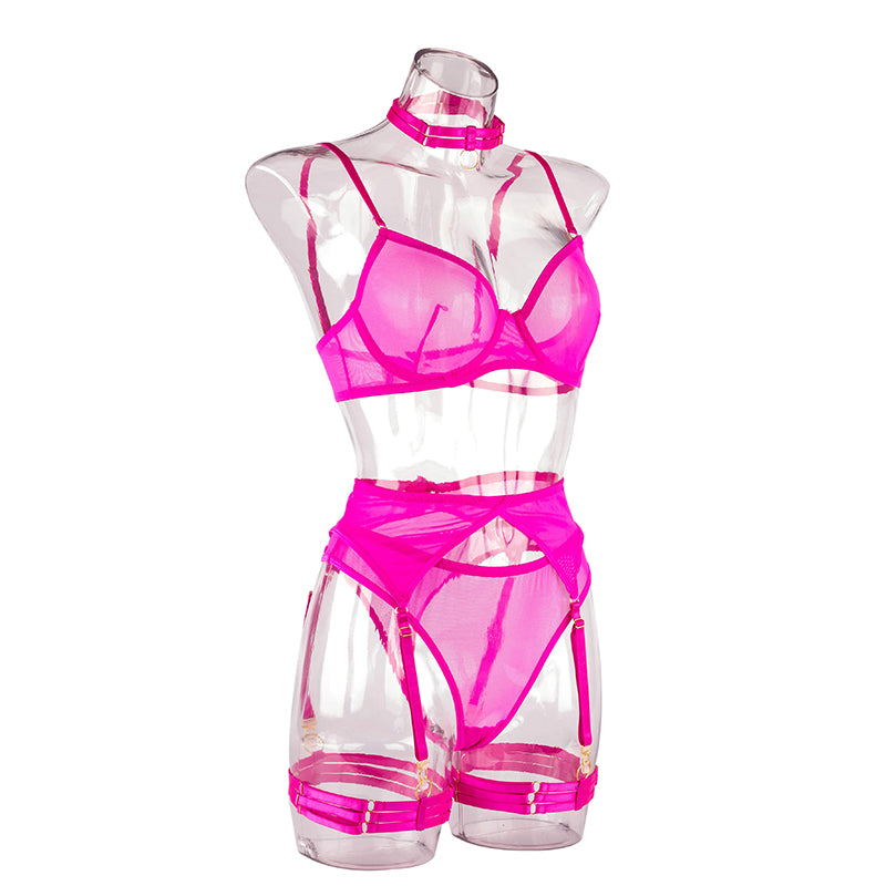 4 Piece Lingerie Underwear Bra Garters Brief Sets Transparent Lace Seamless Panties Set The Clothing Company Sydney