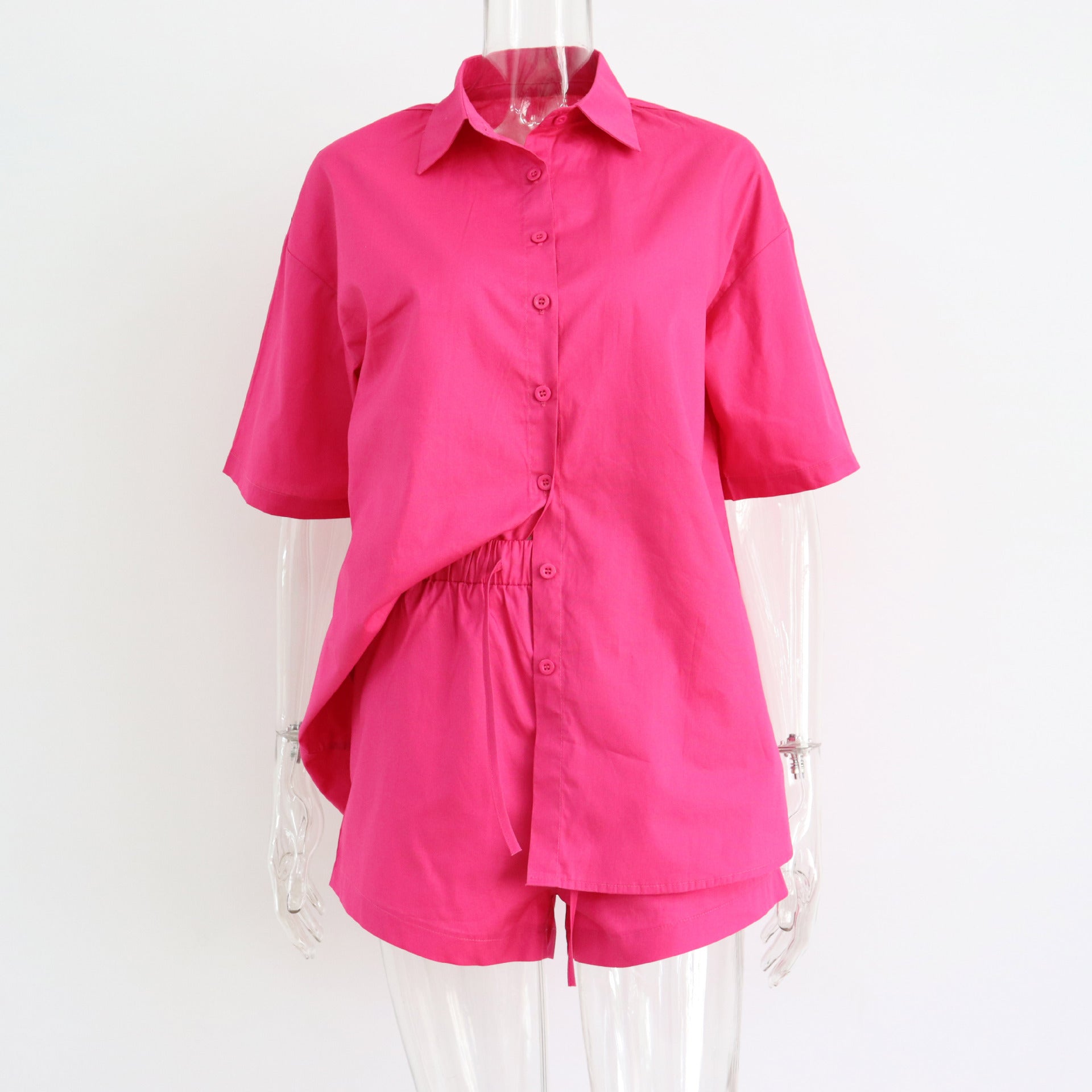 2 Piece Long Sleeve Shirt With Mini Shorts Cotton Stretch Waist Two Pieces Ladies Outfits Blouses Fashion Set The Clothing Company Sydney