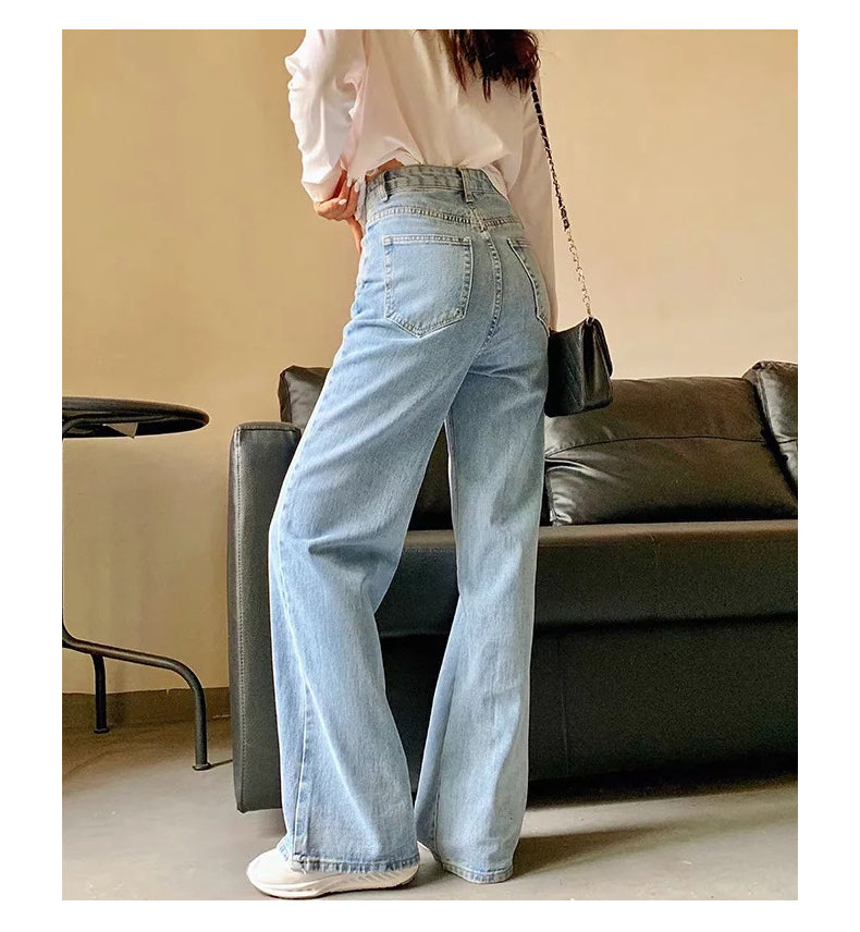 Y2k Wide Leg Pants High Waist Mom Jeans Fashion Denim Trousers Blue Jeans The Clothing Company Sydney