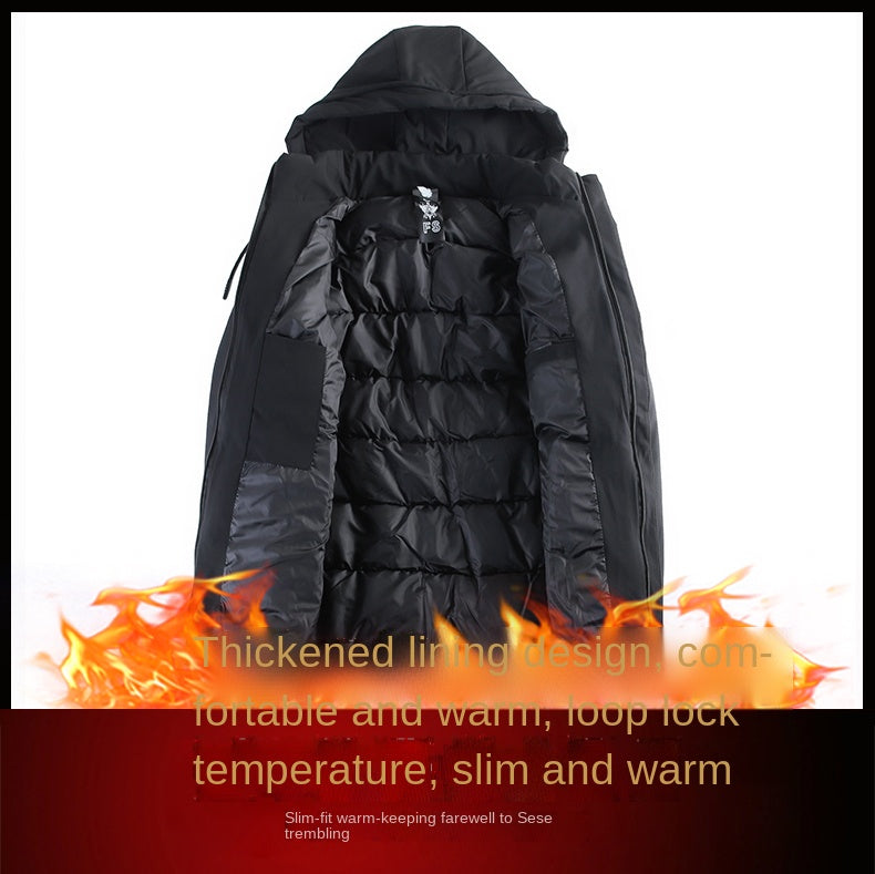 Brand Hooded Casual Fashion Long Thicken Outwear Parkas Jacket Men Winter Windbreaker Coats Men Clothing The Clothing Company Sydney