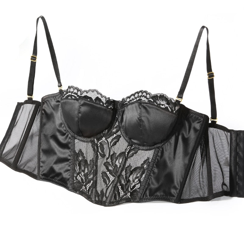 Lace Embroidery Bra Set Lingerie Steel Rubber Bone Push Up Bras French Brassiere Top and Panty Set Underwear The Clothing Company Sydney