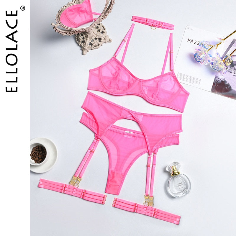 4 Piece Lingerie Underwear Bra Garters Brief Sets Transparent Lace Seamless Panties Set The Clothing Company Sydney
