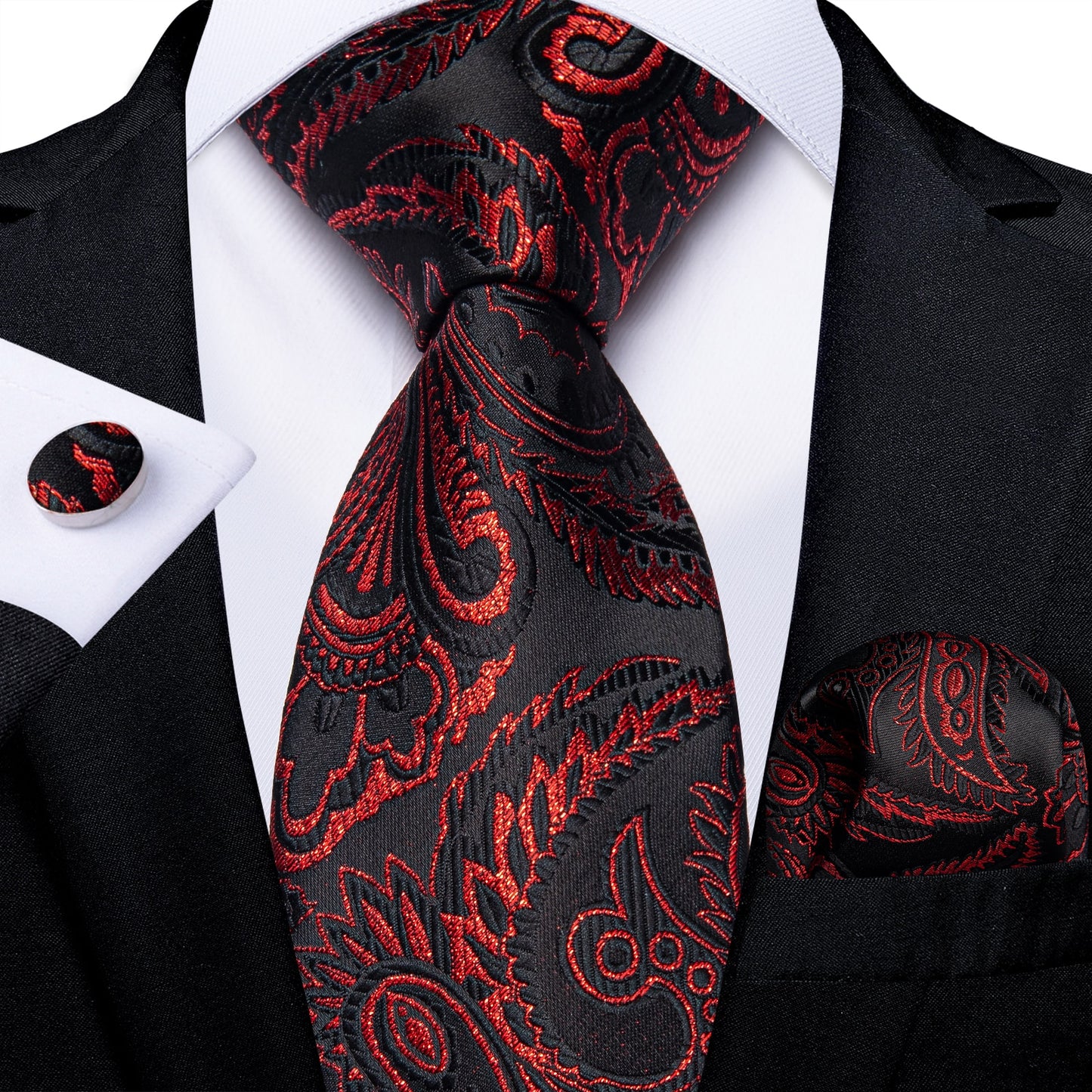 Designer Wedding Men's Tie Red Solid Striped Paisley Neckties For Men Business Hanky Cufflinks Tie Set The Clothing Company Sydney