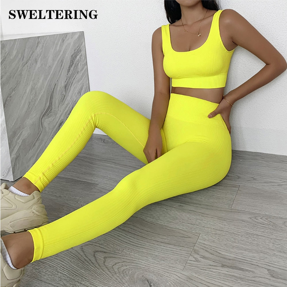 2 Pieces Seamless Fitness Yoga Suit Gym Push Up Clothes Workout Sport Set Padded Sports Bra High Waist Legging Sportswear The Clothing Company Sydney