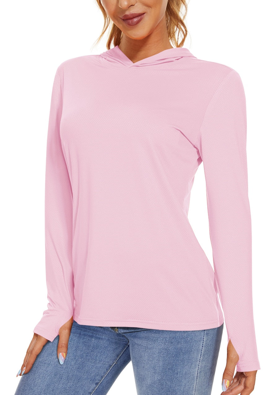 Summer UV/Sun Protection Outdoor Hooded T-shirt Women's Hoodie Shirt UPF 50+ Long Sleeve Fishing Hiking Athletic Shirts The Clothing Company Sydney