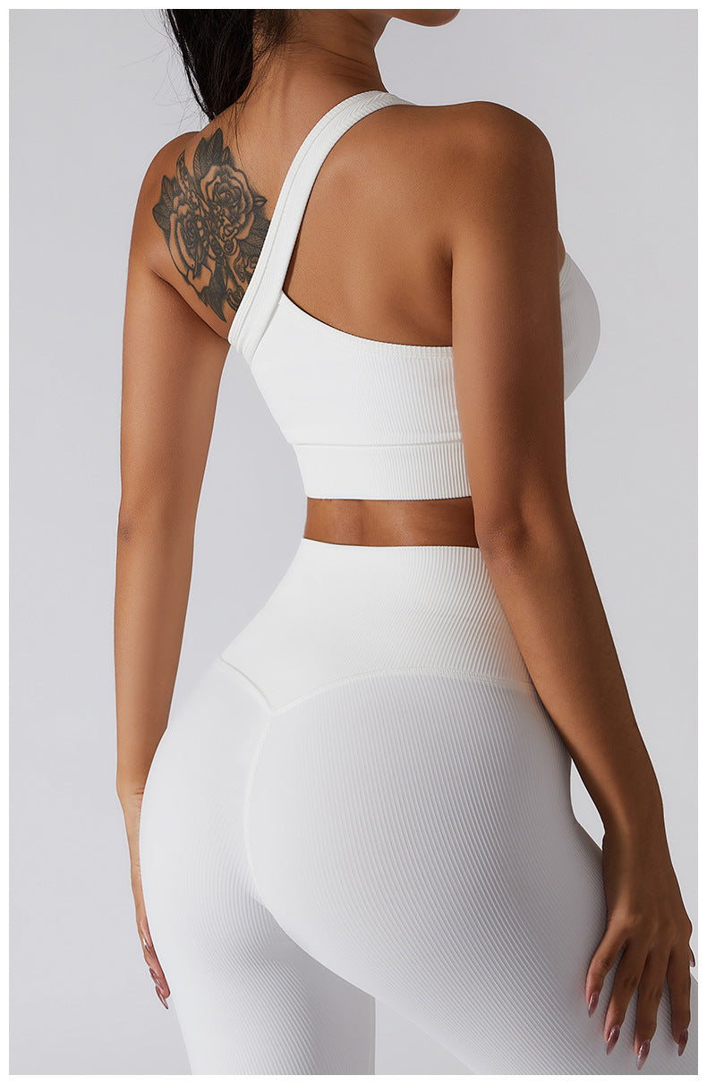 Seamless Thread Fabric Fitness Bra Single Shoulder Strap Gym Top Sports Underwear Outerwear Running Yoga Clothes The Clothing Company Sydney