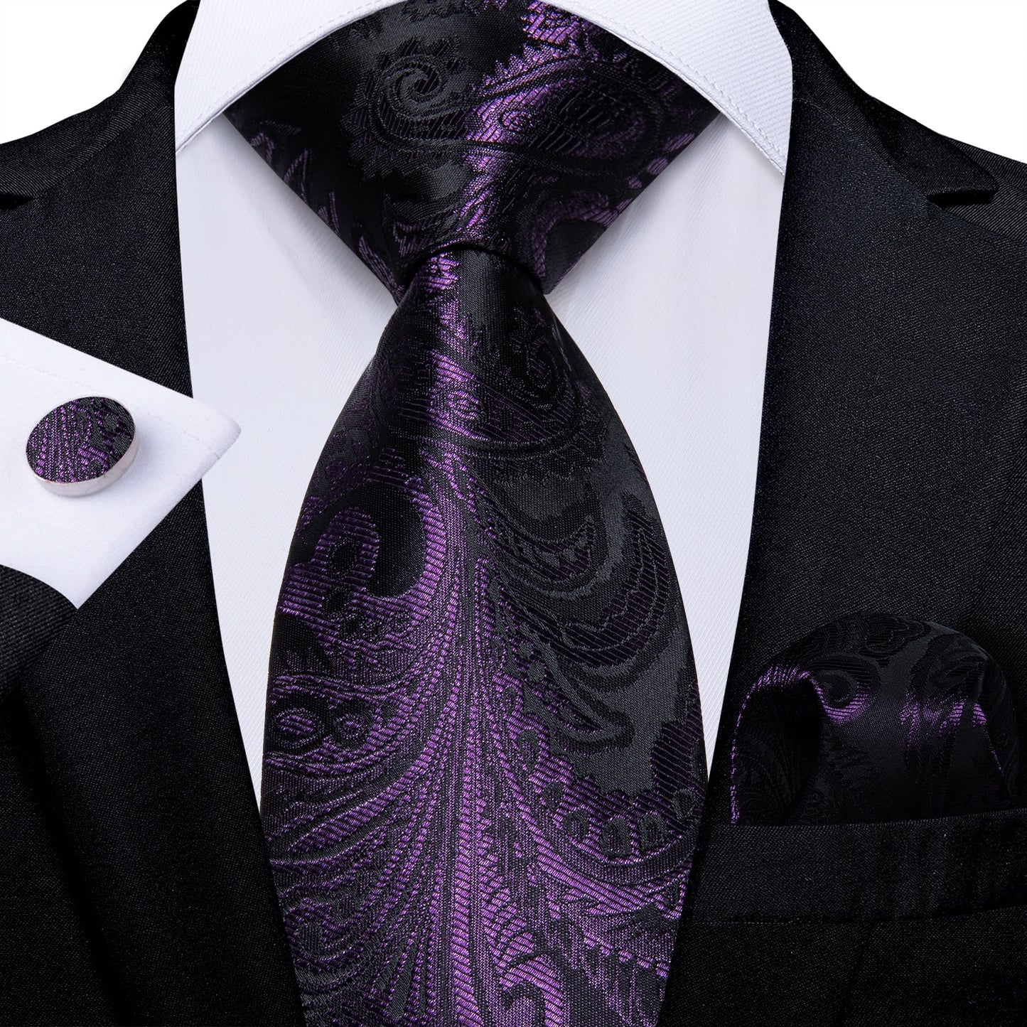 Men Purple Floral Paisley Necktie Business Formal 100% Silk Tie Pocket Square Set For Wedding Party The Clothing Company Sydney