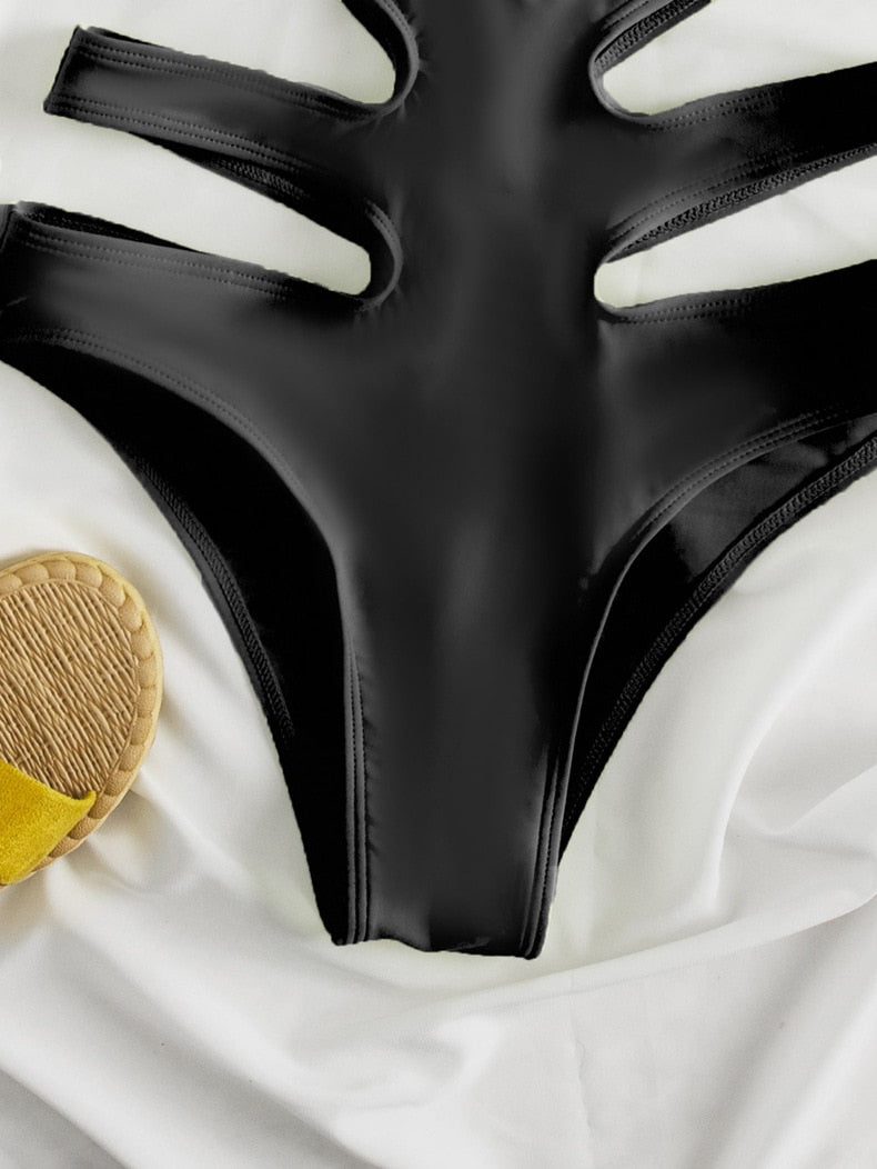 Solid Tied Halter Swimwear Women High Waist Push Up Hollow One Piece Swimsuit Monokini Summer Bathing Suit The Clothing Company Sydney