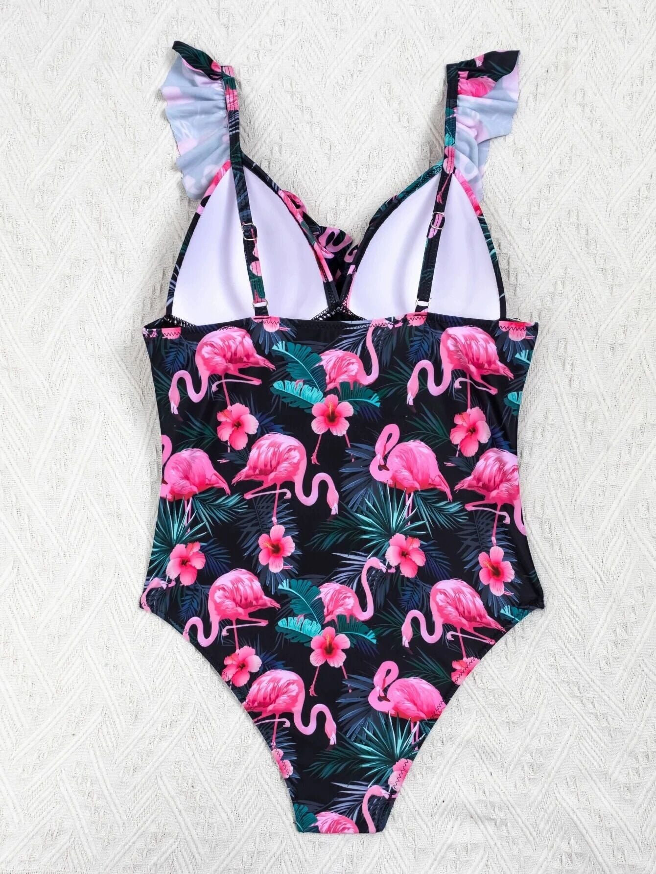 Push Up Bra High Waist V Neck Skinny Bikini Holiday Swimwear Flamingo Ruffle Print One Piece Swimsuit The Clothing Company Sydney