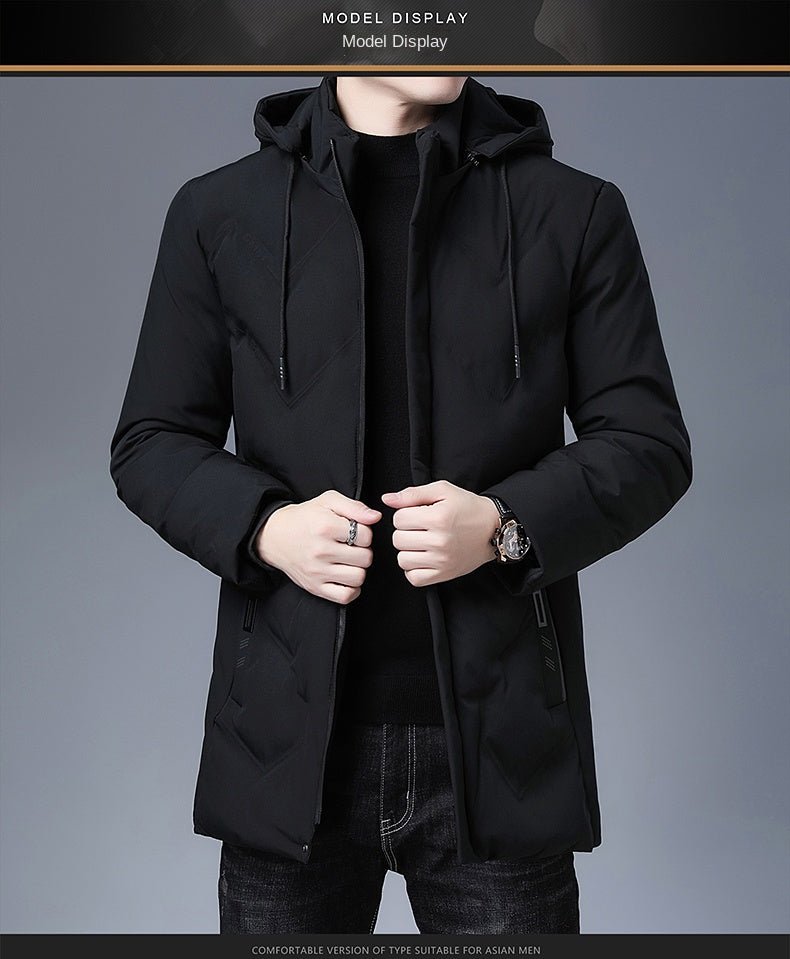 Brand Hooded Casual Fashion Long Thicken Outwear Parkas Jacket Men Winter Windbreaker Coats Men Clothing The Clothing Company Sydney