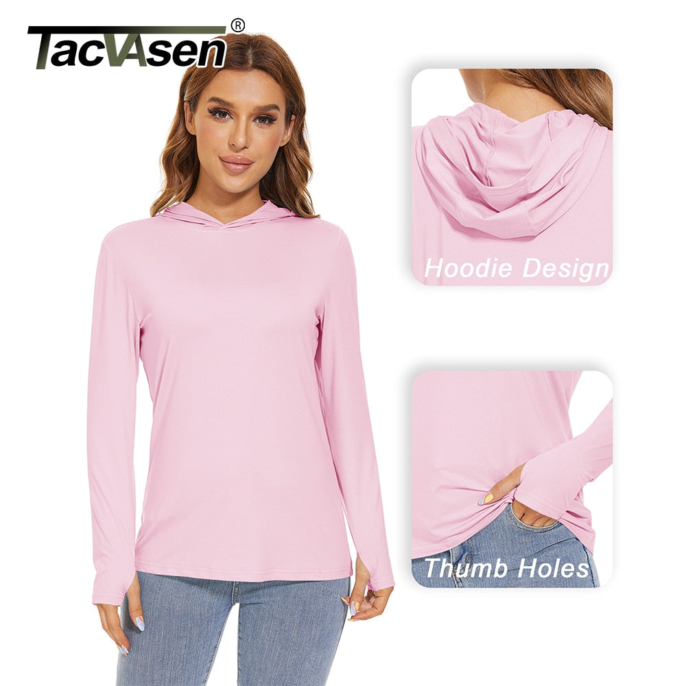 Summer UV/Sun Protection Outdoor Hooded T-shirt Women's Hoodie Shirt UPF 50+ Long Sleeve Fishing Hiking Athletic Shirts The Clothing Company Sydney