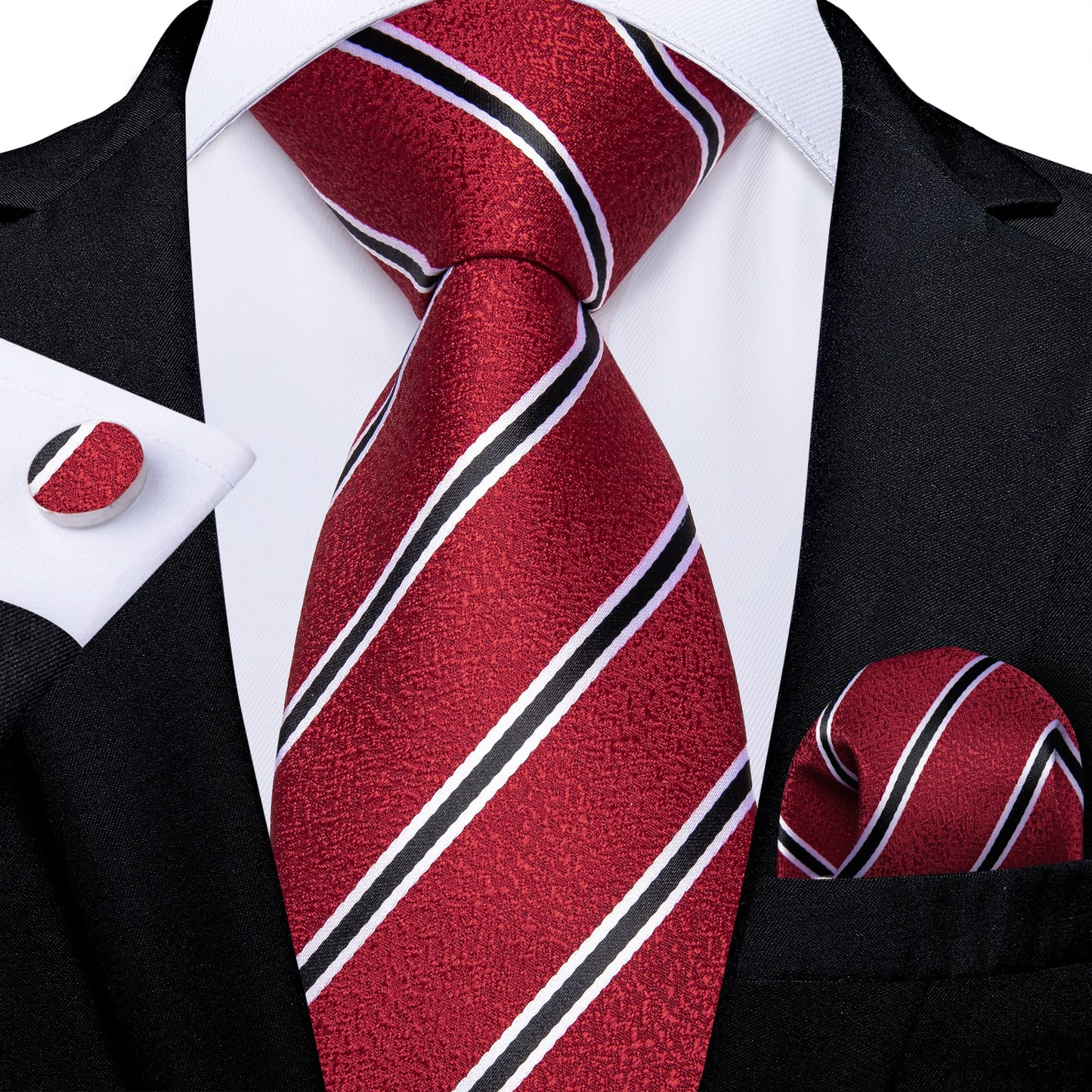 Designer Wedding Men's Tie Red Solid Striped Paisley Neckties For Men Business Hanky Cufflinks Tie Set The Clothing Company Sydney