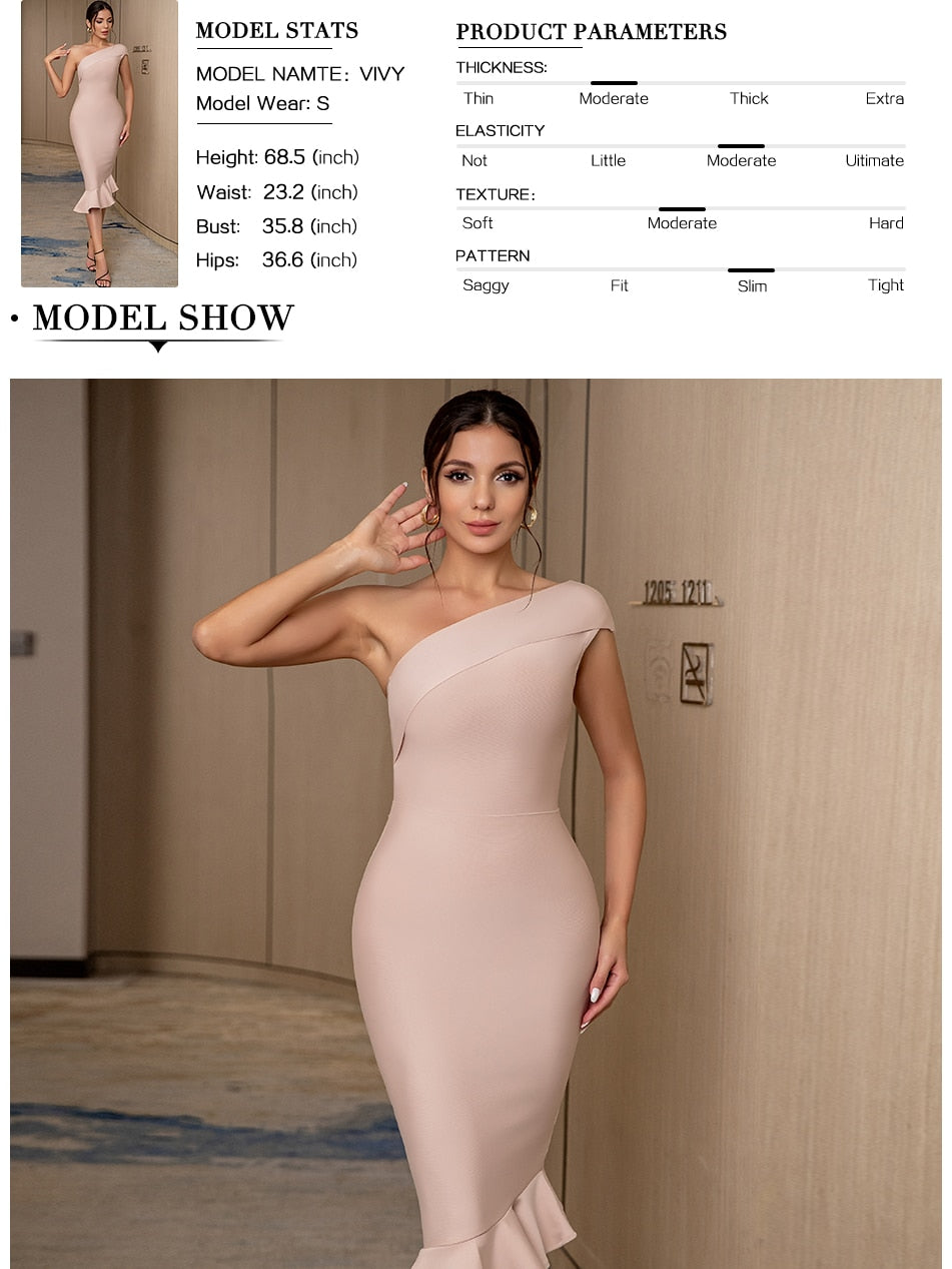 Summer Bandage Dress One Shoulder Sleeveless Ruffles Nightclub Evening Party Mermaid Dresses The Clothing Company Sydney