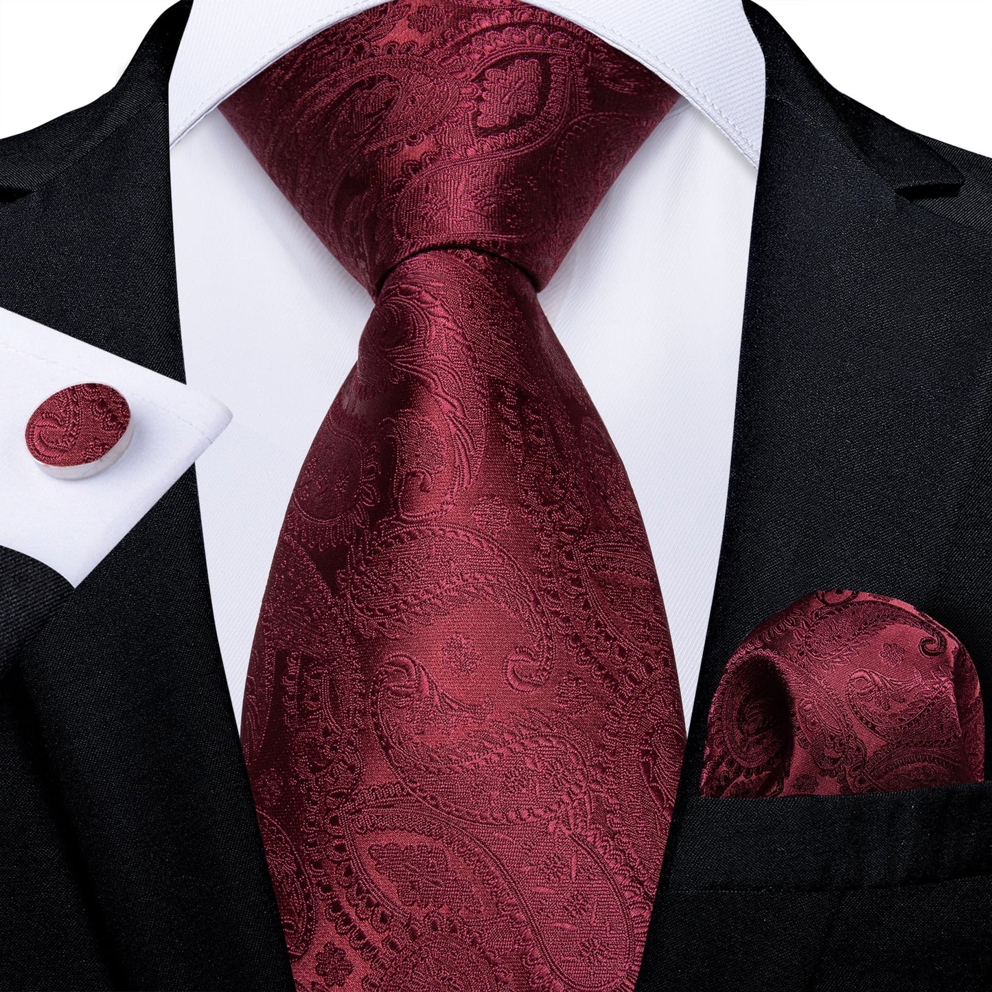 Designer Wedding Men's Tie Red Solid Striped Paisley Neckties For Men Business Hanky Cufflinks Tie Set The Clothing Company Sydney