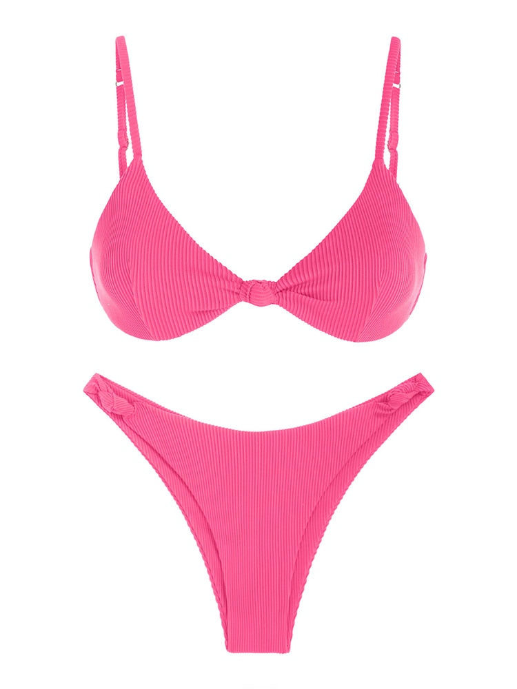 Knotted Textured Cheeky Bikini Swimwear Cami Bikini Two Piece Swimsuit Two-Piece Suits The Clothing Company Sydney