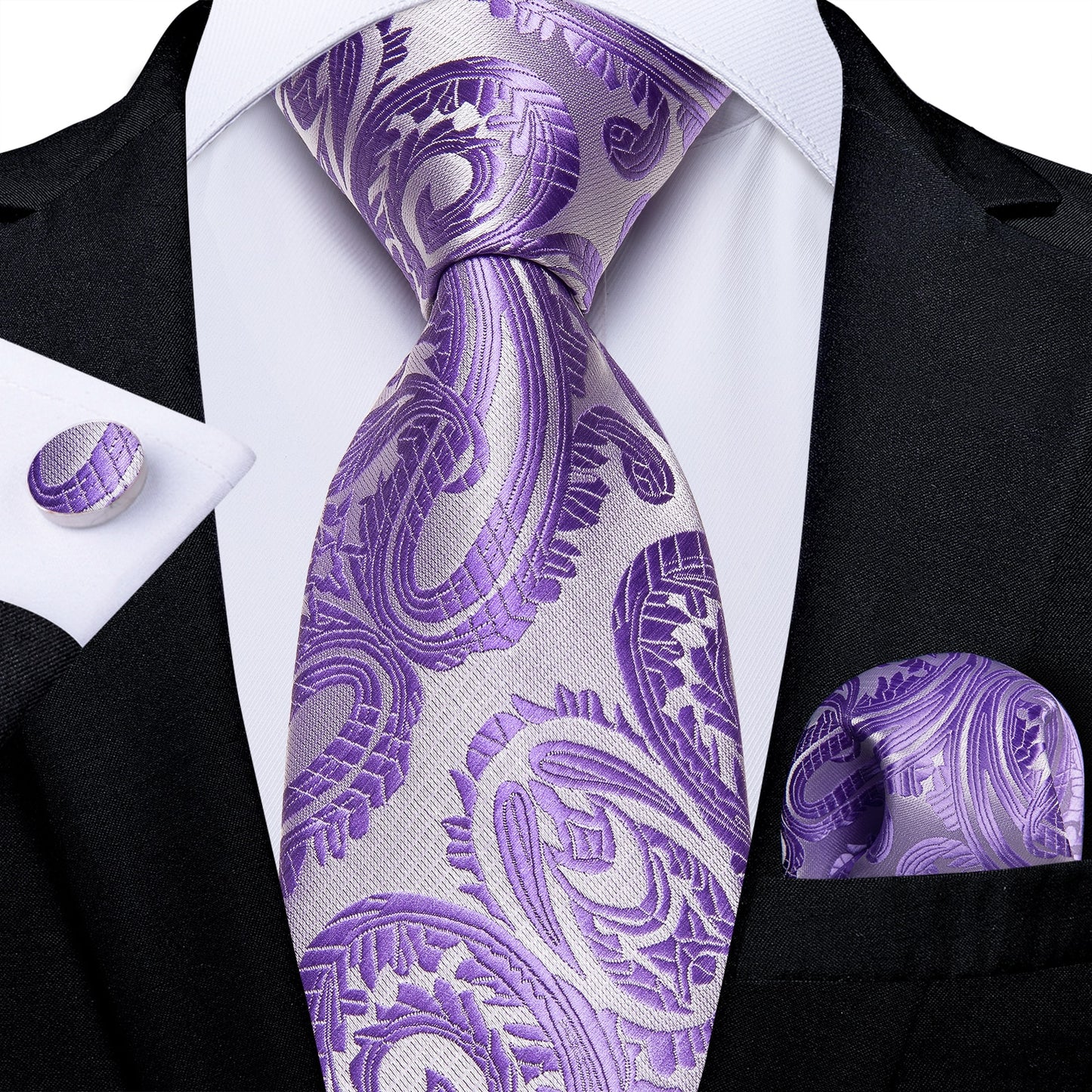Men Purple Floral Paisley Necktie Business Formal 100% Silk Tie Pocket Square Set For Wedding Party The Clothing Company Sydney