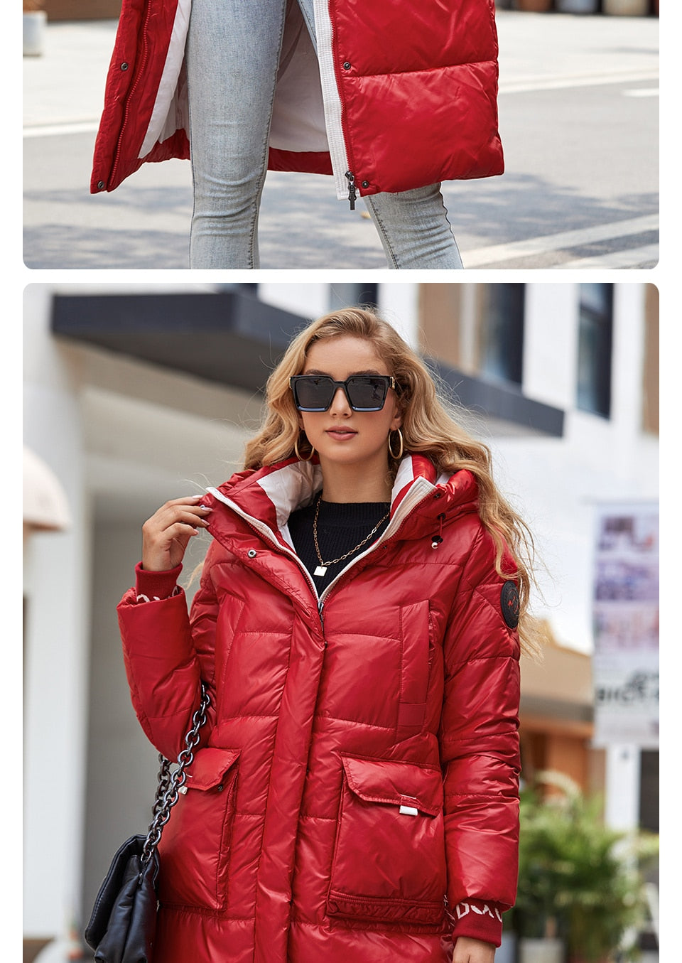 Women's down Jacket Long Classic zipper design Big Pocket Stand Collar Hooded Slim coat Women Parkas The Clothing Company Sydney