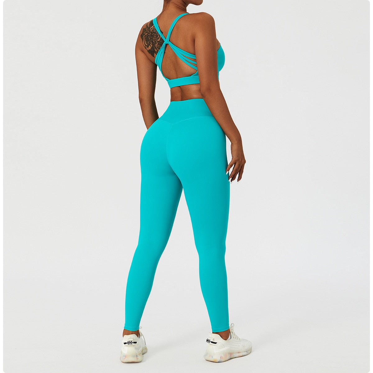 2 Piece Women's Yoga Set Workout Shirts Sport Pants Bra Gym Suits Fitness Shorts Crop Top High Waist Running Leggings Sports Sets The Clothing Company Sydney