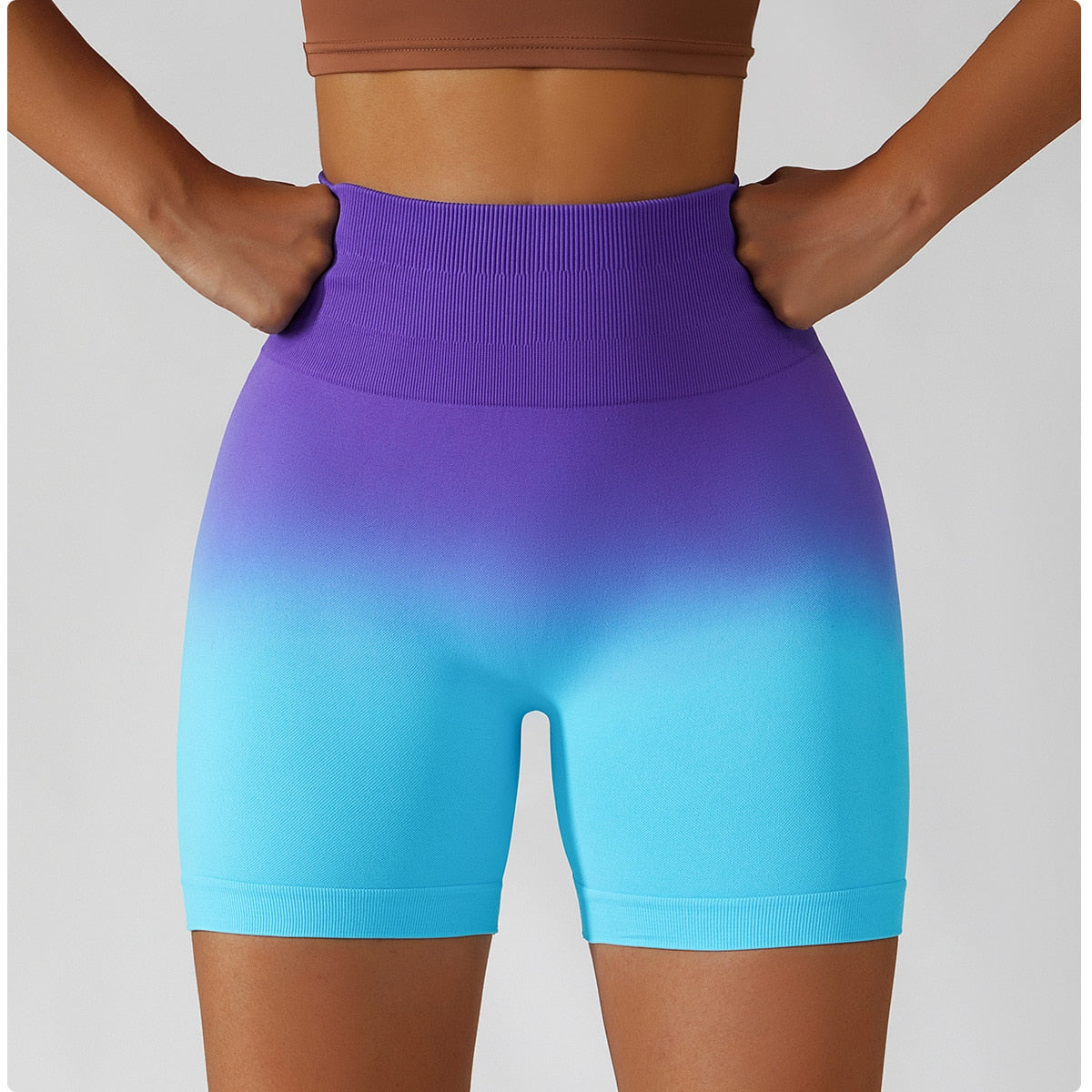 Gradient Seamless Yoga Shorts Gym Running Workout Tight Sports Shorts High Waist Elastic Butt Lifting Fitness Pants Shorts The Clothing Company Sydney