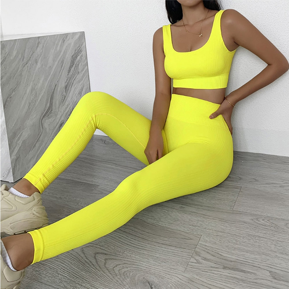 2 Pieces Seamless Fitness Yoga Suit Gym Push Up Clothes Workout Sport Set Padded Sports Bra High Waist Legging Sportswear The Clothing Company Sydney