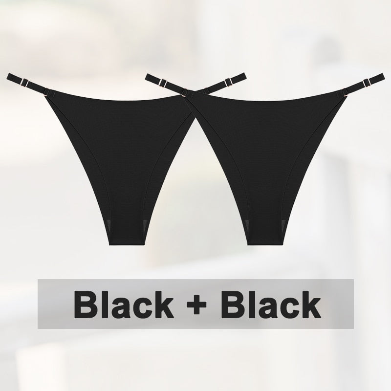 2 pack Seamless Silky G-String Thongs Lingerie Low Rise Panties Adjustable Waistband Straps Hipster Underwear Intimates The Clothing Company Sydney