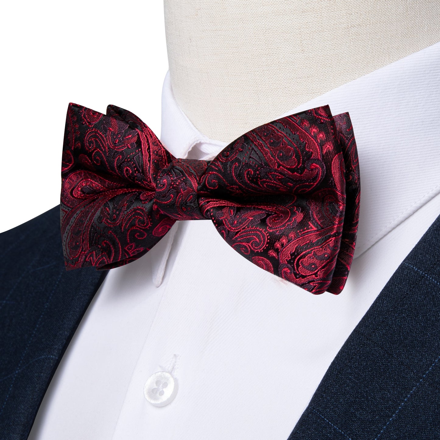 Wedding Bow Tie for Men Classic Red Pre-tied Bowtie Cufflinks Corsage Set for Party Silk Butterfly Knot Gift Set The Clothing Company Sydney