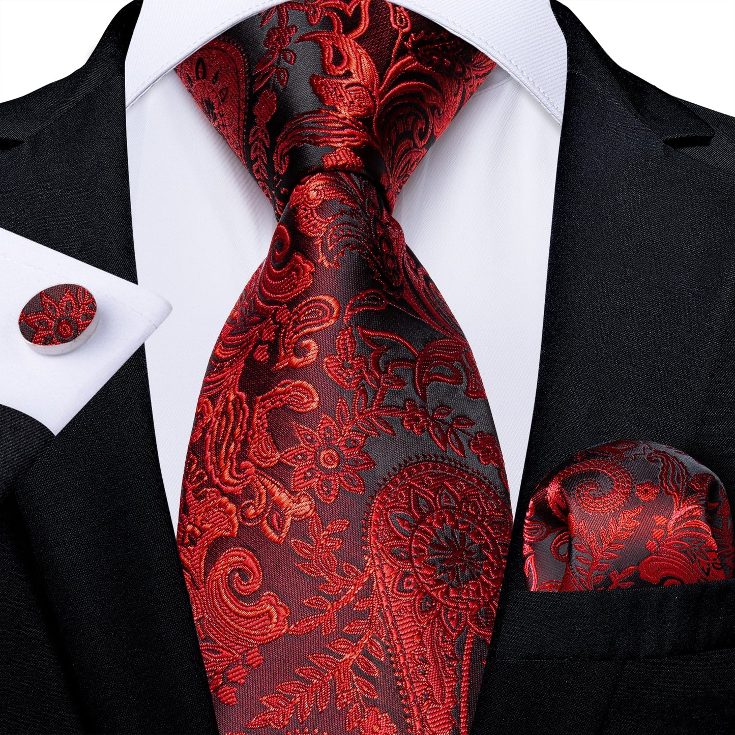 Designer Wedding Men's Tie Red Solid Striped Paisley Neckties For Men Business Hanky Cufflinks Tie Set The Clothing Company Sydney