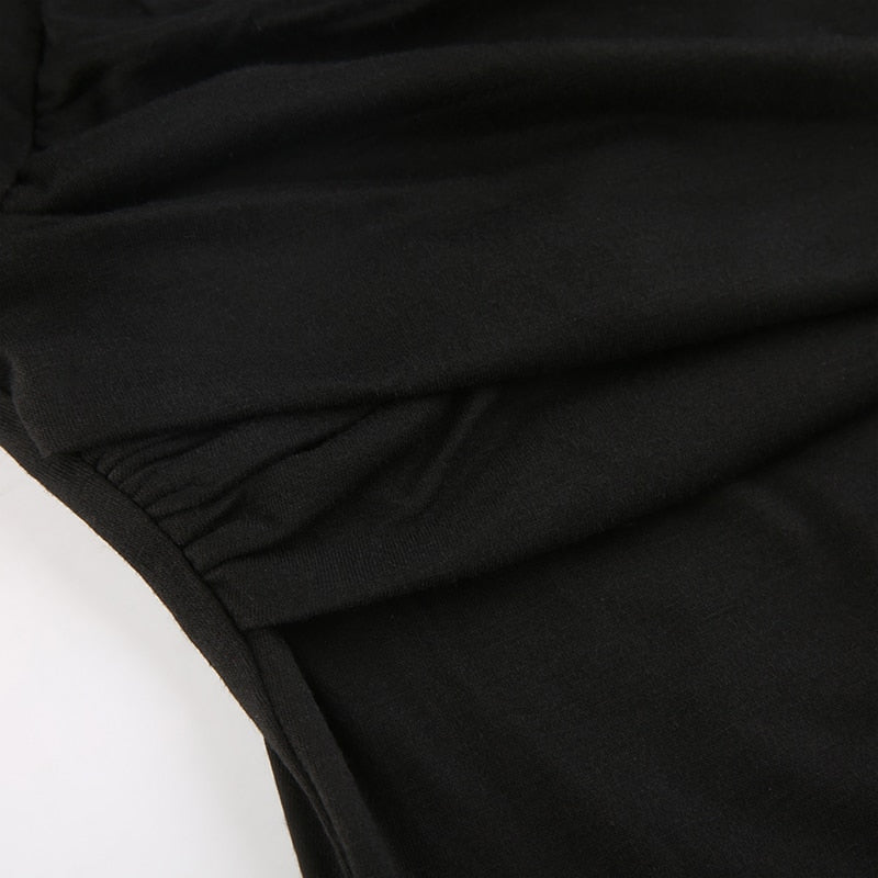 Y2K Cross Crop Top Folds Black Square Collar T Shirt Short Sleeve Square Collar Cute Chic Tee Grunge Tee Retro Top The Clothing Company Sydney