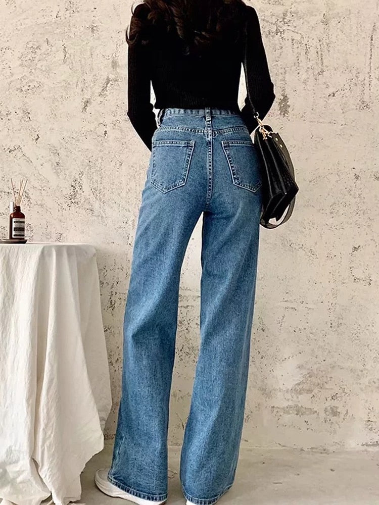 Y2k Wide Leg Pants High Waist Mom Jeans Fashion Denim Trousers Blue Jeans The Clothing Company Sydney