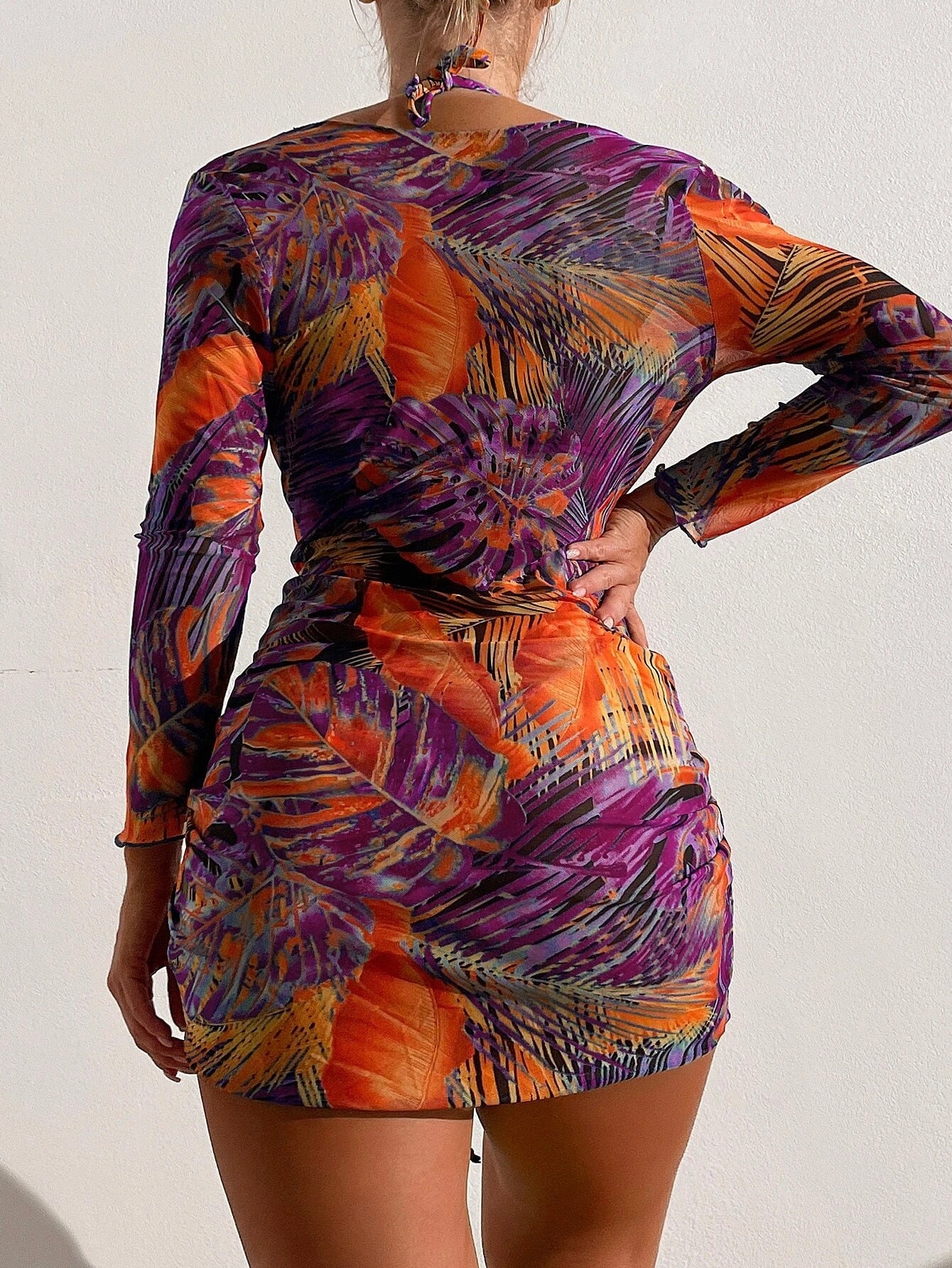 Slit Cuff Plunge Neck Three Piece Bikini Set with Cover Up Plain Swimsuit Women Swimwear Summer Beach Bathing Suit The Clothing Company Sydney