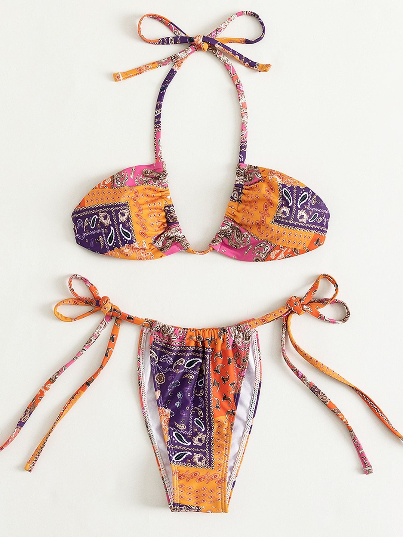 2 Piece Micro Bikini Women Halter Push Up Bohemia Floral Print Triangle Swimsuit Brazilian Beach Bathing Suit Bandage Swimwear The Clothing Company Sydney