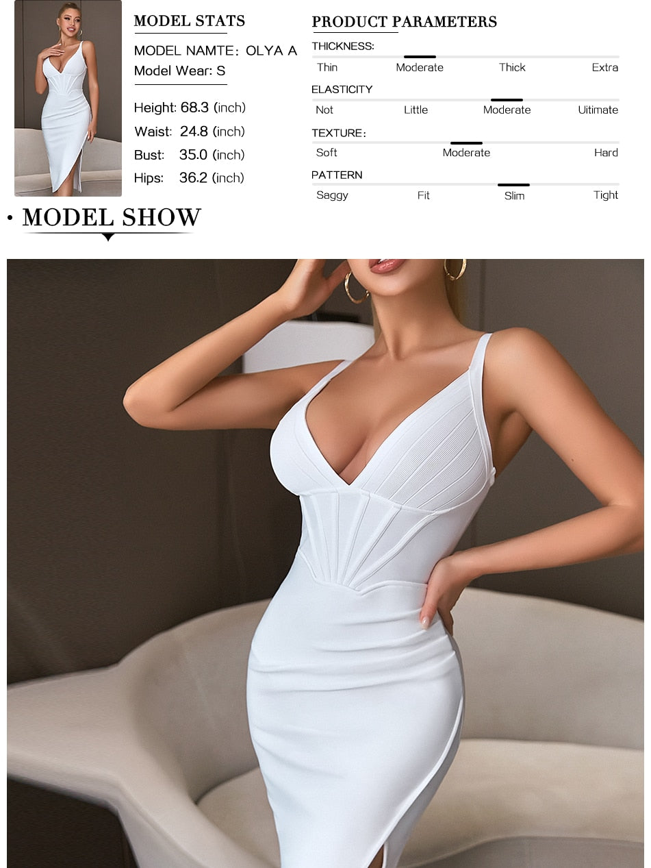 Spaghetti Strap Bodycon Bandage Dress Summer V Neck Club Elegant Outwear Celebrity Runway Party Dress The Clothing Company Sydney