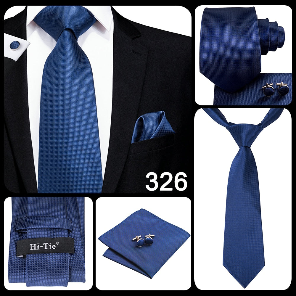 Business Tie for Men Silk Blue Tie Dots Necktie Set Plaid Cufflinks for Wedding Business Tie 150cm The Clothing Company Sydney
