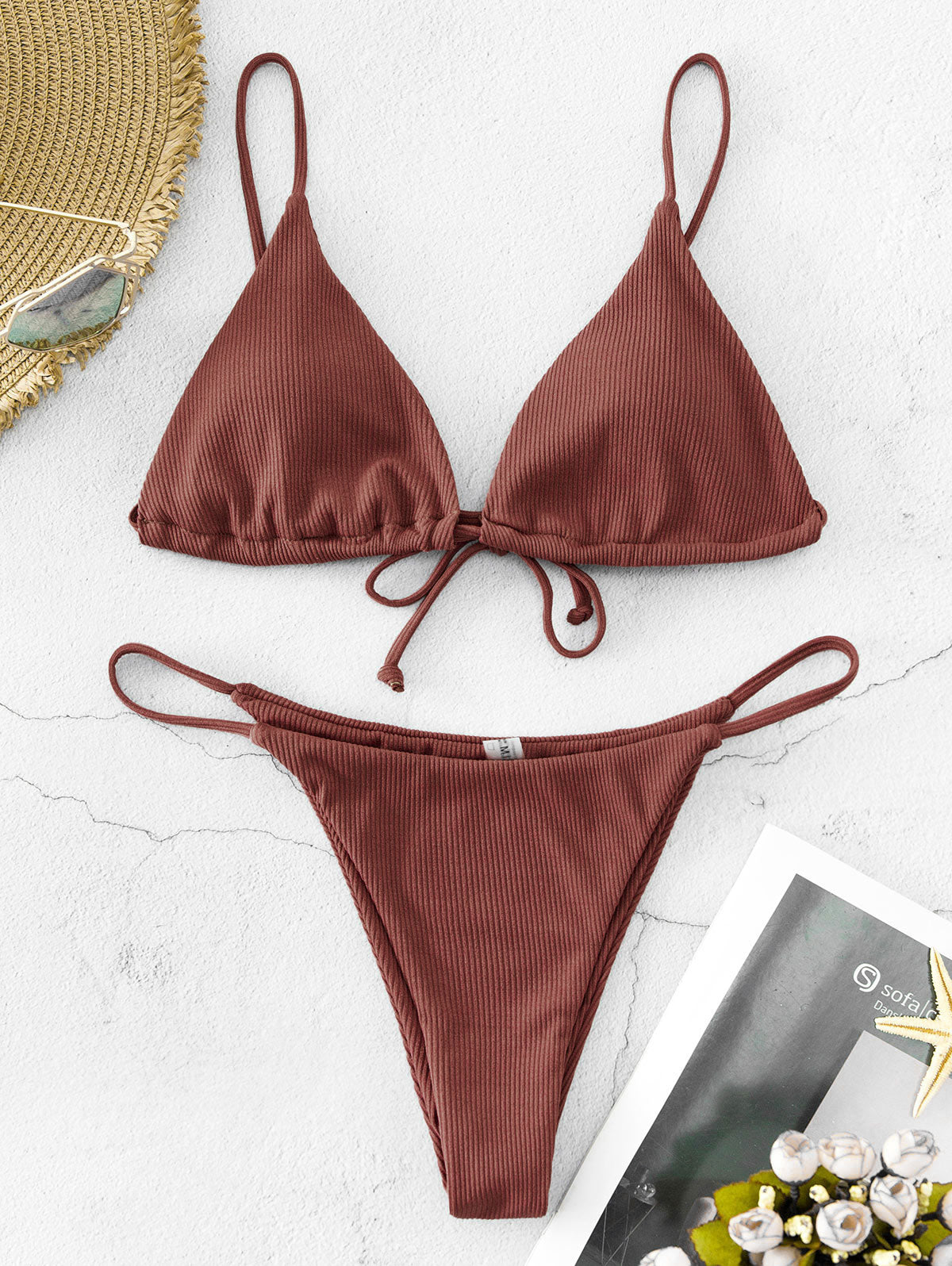 Low Waist Padded Bodysuit Two Pieces Swimsuit Tarzan Gather Cup Bikinis Curtain String Ribbed Two-Piece Suits The Clothing Company Sydney