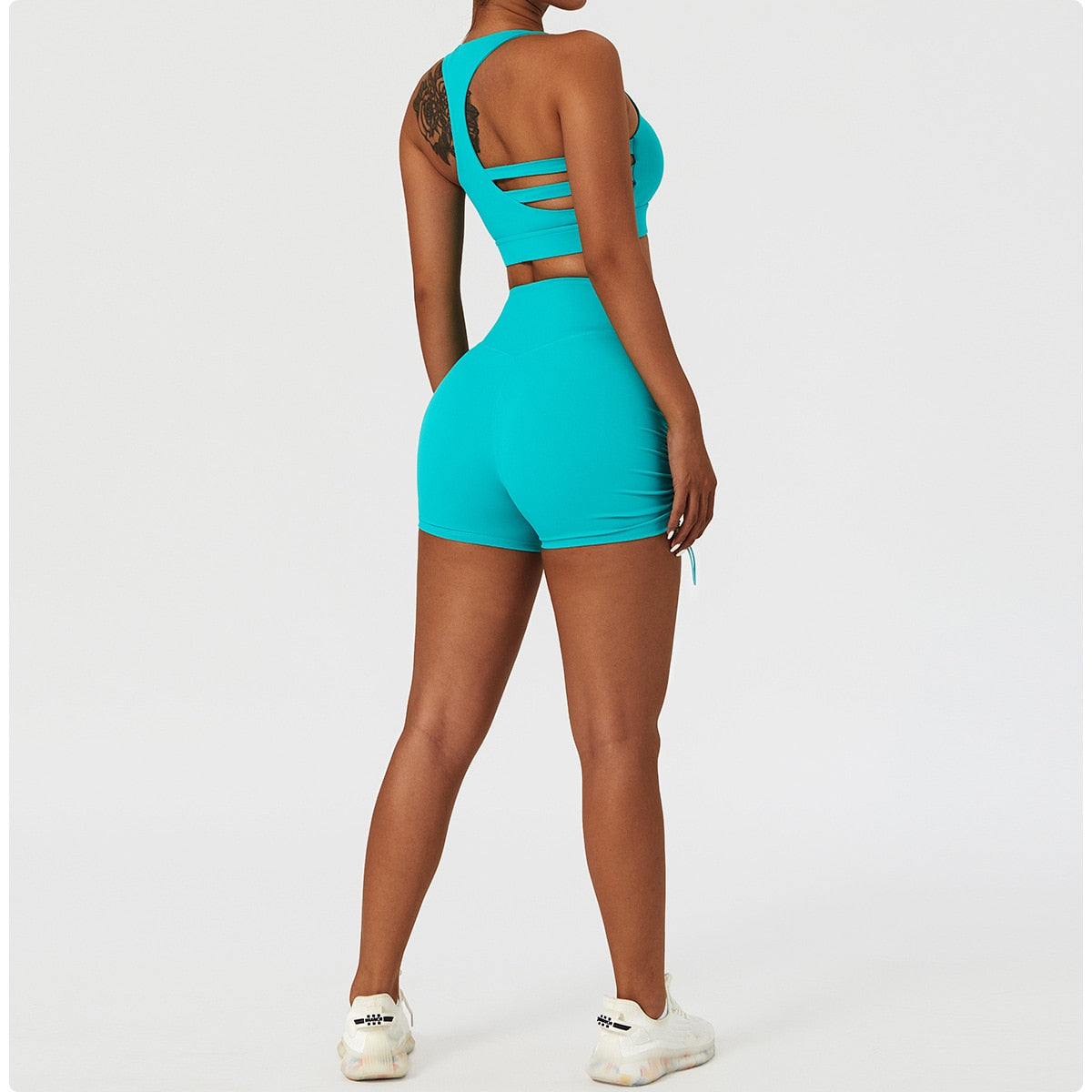 2 Piece Women's Yoga Set Workout Shirts Sport Pants Bra Gym Suits Fitness Shorts Crop Top High Waist Running Leggings Sports Sets The Clothing Company Sydney