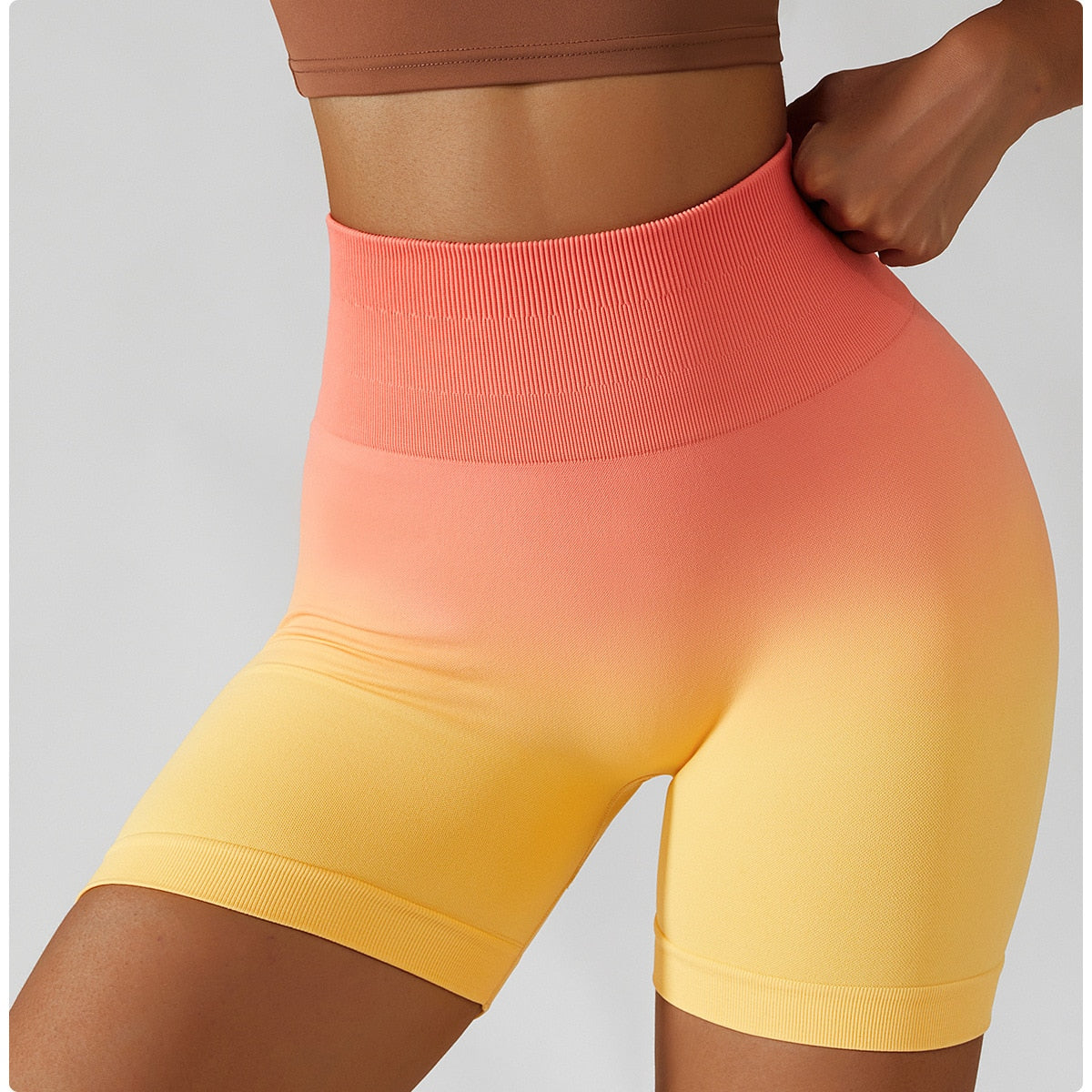 Gradient Seamless Yoga Shorts Gym Running Workout Tight Sports Shorts High Waist Elastic Butt Lifting Fitness Pants Shorts The Clothing Company Sydney