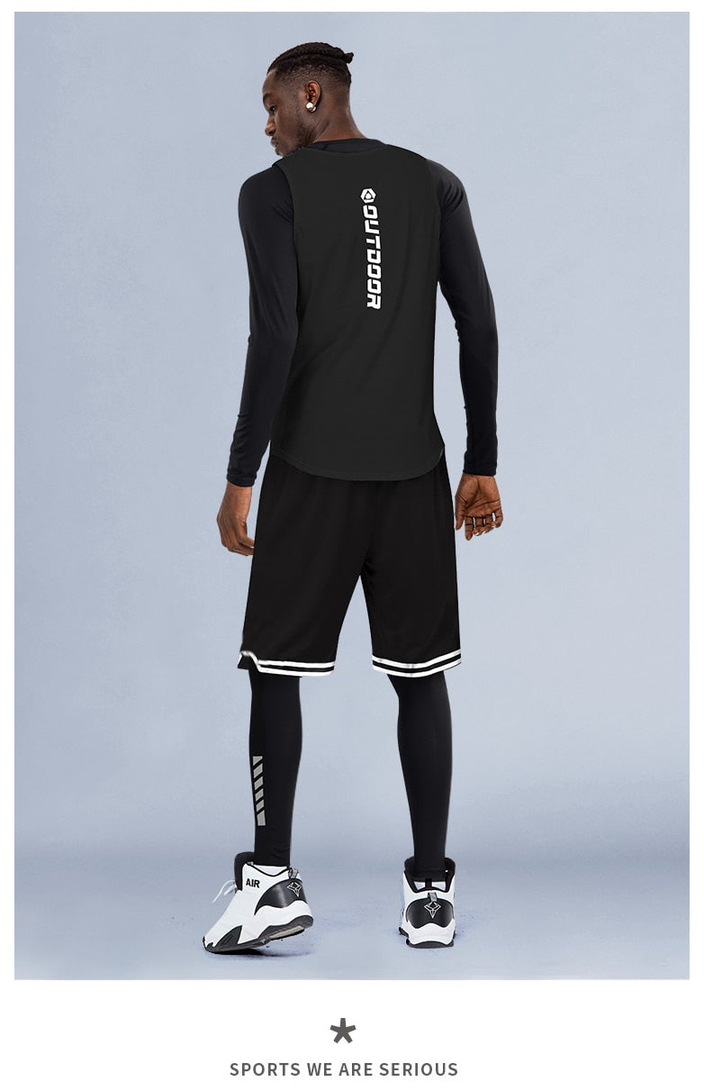 4 Piece/Set Men's Basketball Tracksuit Gym Fitness Compression Sports Suit Running Jogging Sport Wear Exercise Workout Tights Shorts The Clothing Company Sydney