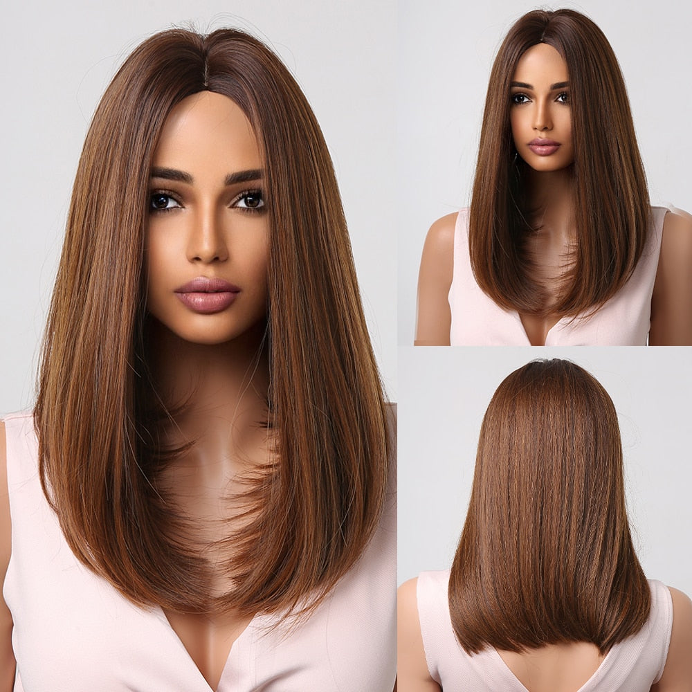 Short Straight Synthetic Wigs for Women Blonde to Brown Ombre Bob Wigs with Bangs Daily Cosplay Party Heat Resistant Wigs The Clothing Company Sydney