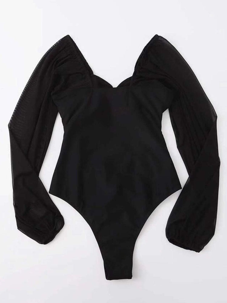 One Piece Swimsuit Swimwear Solid Long Sleeve Backless Rhinestones Diamond Thong Bathing Suit Monokini The Clothing Company Sydney