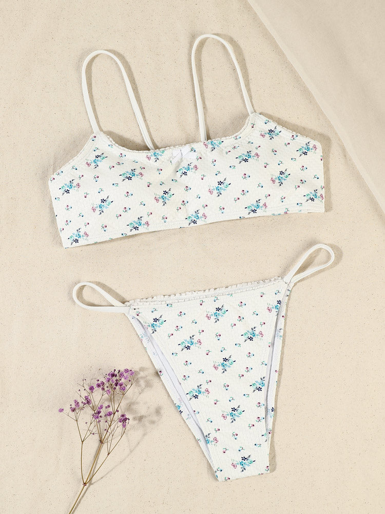 String Swimsuit Triangle Cup Type Bathing Suit Swimwear High Cut Drawstring Bandage Bikini Set The Clothing Company Sydney