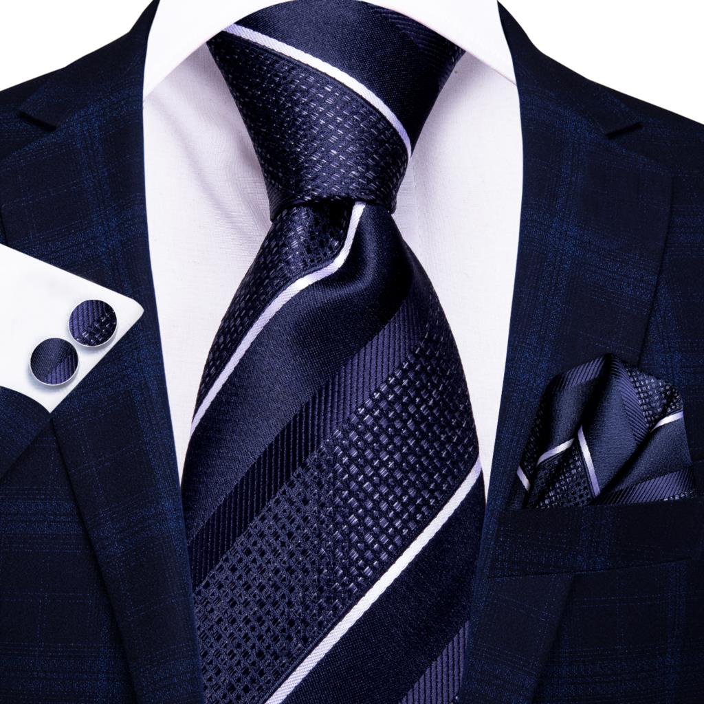 Business Tie for Men Silk Blue Tie Dots Necktie Set Plaid Cufflinks for Wedding Business Tie 150cm The Clothing Company Sydney