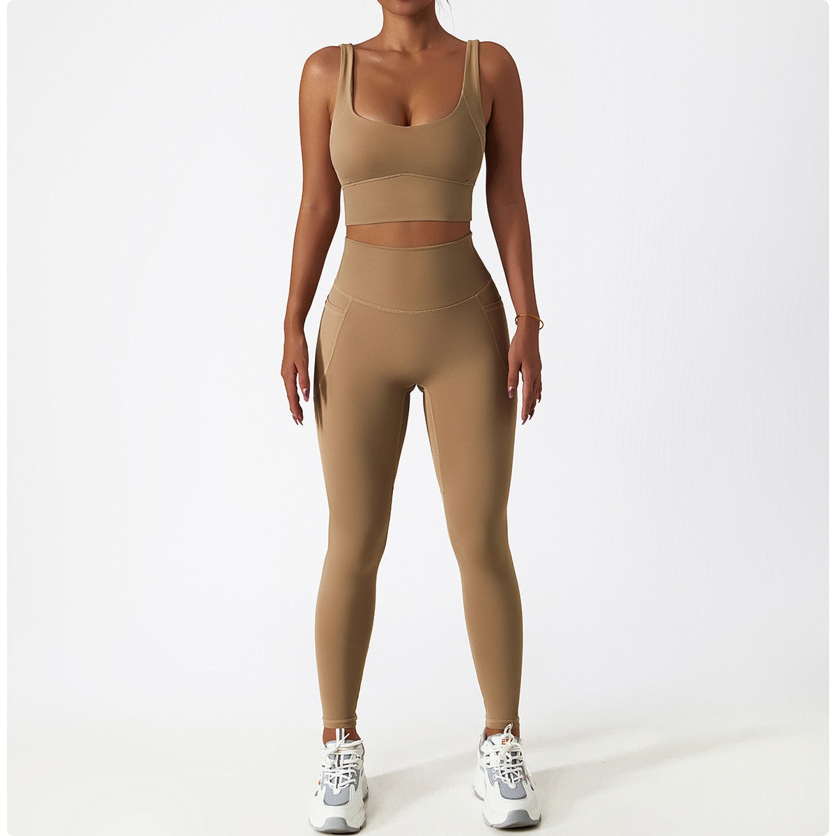 2 Piece Women Yoga Set Seamless Workout Suit Sportswear Gym Clothing Fitness Bra High Waist Leggings Sports Shorts Sports Suits The Clothing Company Sydney
