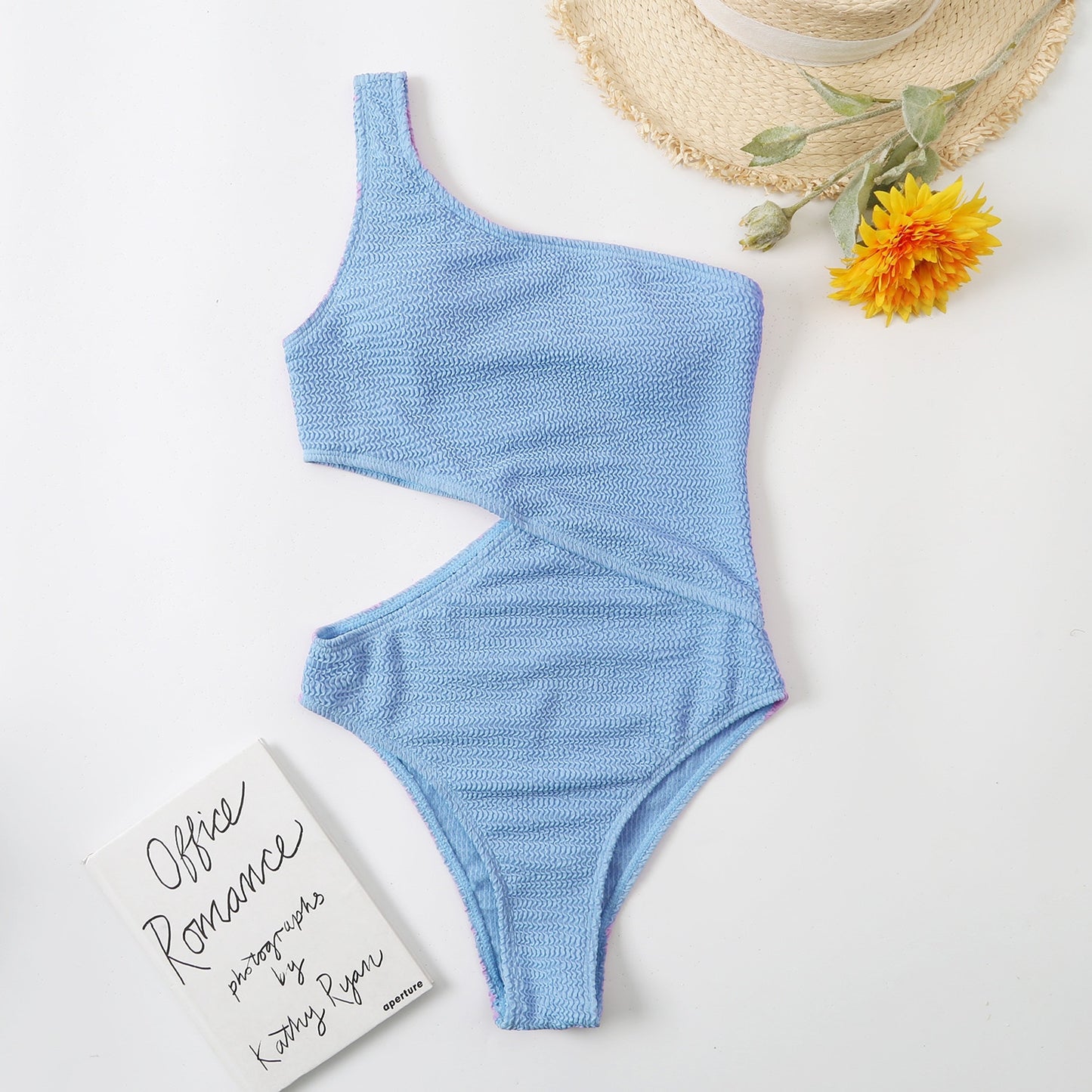 One Piece Swimsuit One Shoulder Solid Swimwear Ribbed Monokini Bathing Suit Beachwear Swimming Suits The Clothing Company Sydney