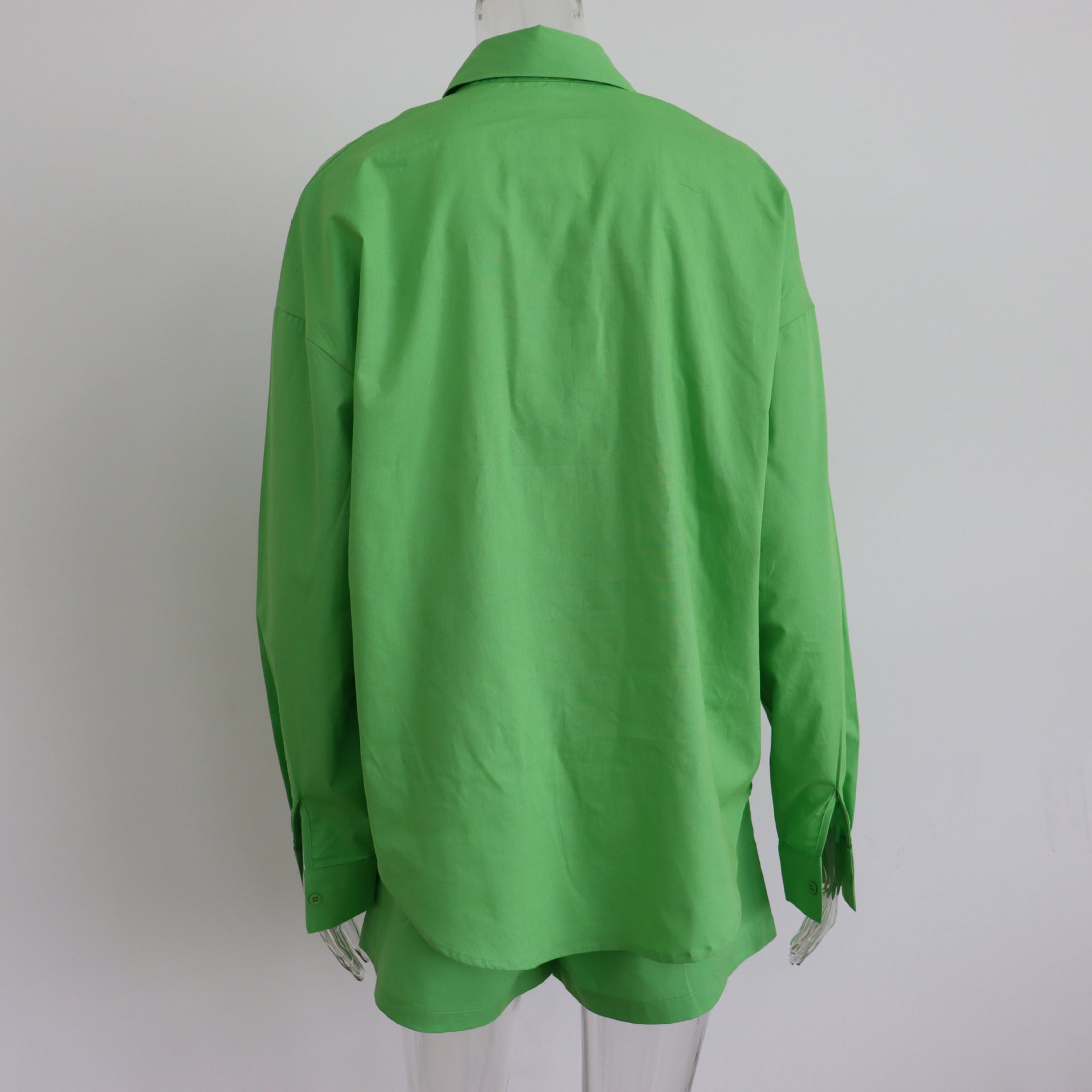 2 Piece Long Sleeve Shirt With Mini Shorts Cotton Stretch Waist Two Pieces Ladies Outfits Blouses Fashion Set The Clothing Company Sydney