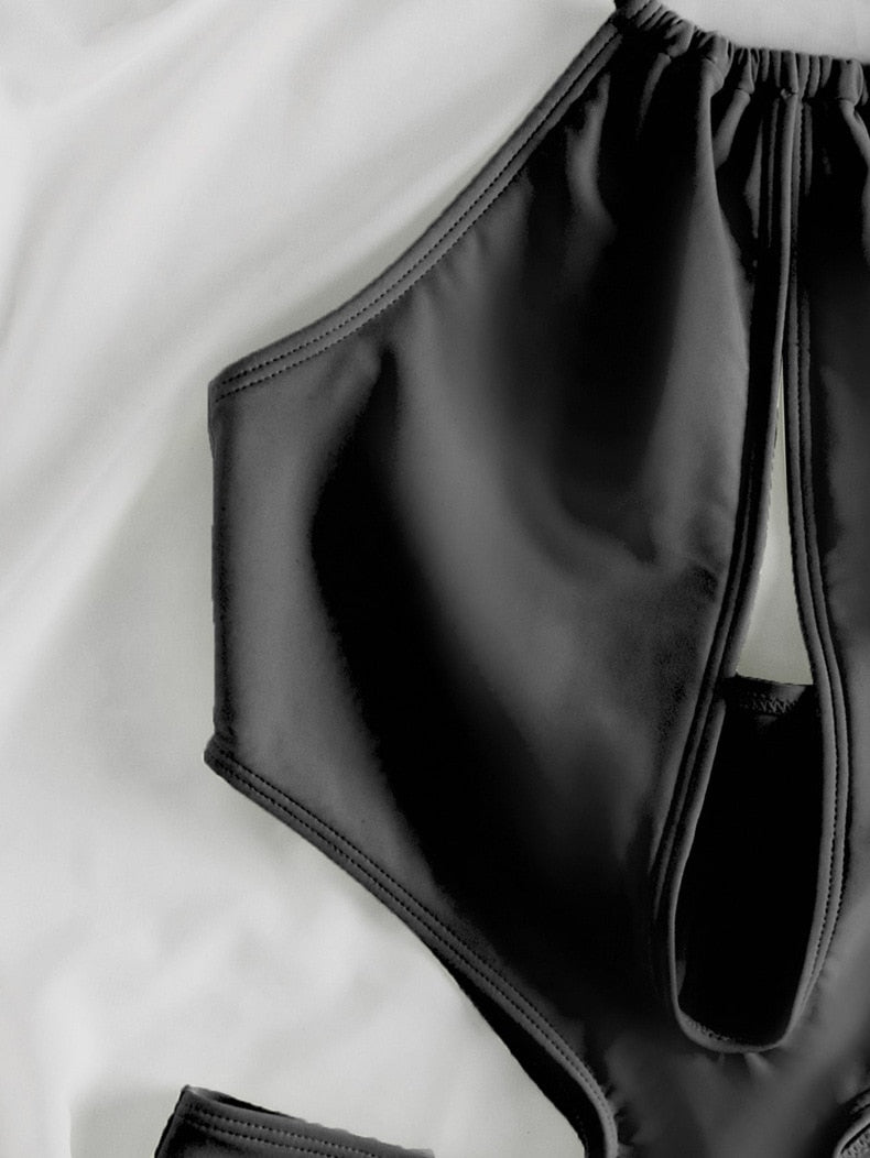 Solid Tied Halter Swimwear Women High Waist Push Up Hollow One Piece Swimsuit Monokini Summer Bathing Suit The Clothing Company Sydney