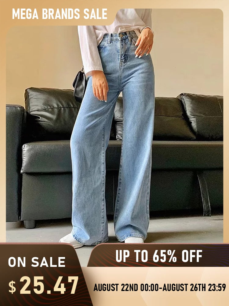 Y2k Wide Leg Pants High Waist Mom Jeans Fashion Denim Trousers Blue Jeans The Clothing Company Sydney