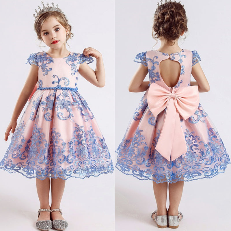 Embroidery Flower Wedding Evening Children Clothing Princess Party Kids Dresses for Girls Birthday Party Lace Flower Ball Gown The Clothing Company Sydney