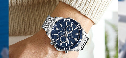 Mens Watch Waterproof Sport Wristwatch for Men Stainless Steel Business Quartz Watches Clock Gift for Father Birthday The Clothing Company Sydney