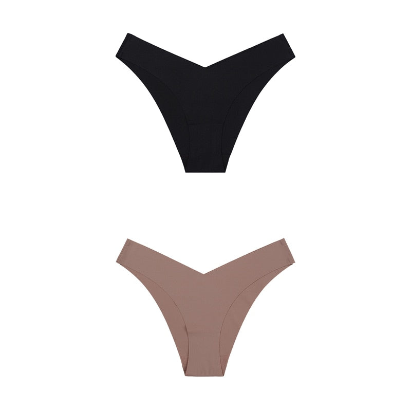 2 Pack Seamless Panties for Women Ice Silk Low Waist Underwear Fitness Sports Lingerie T-back G-string Thong Underwear The Clothing Company Sydney